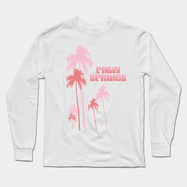 Palm Springs Retro Style Pink Palm Trees Long Sleeve T-Shirt by SeaLAD